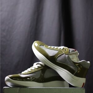 Green and Silver Prada America's Cup sneakers